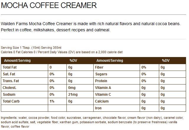 Walden Farms Coffee Creamer Walden Farms Coffee Creamer